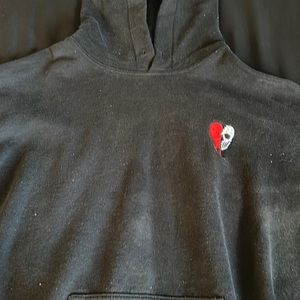 Black hoodie with stitched design